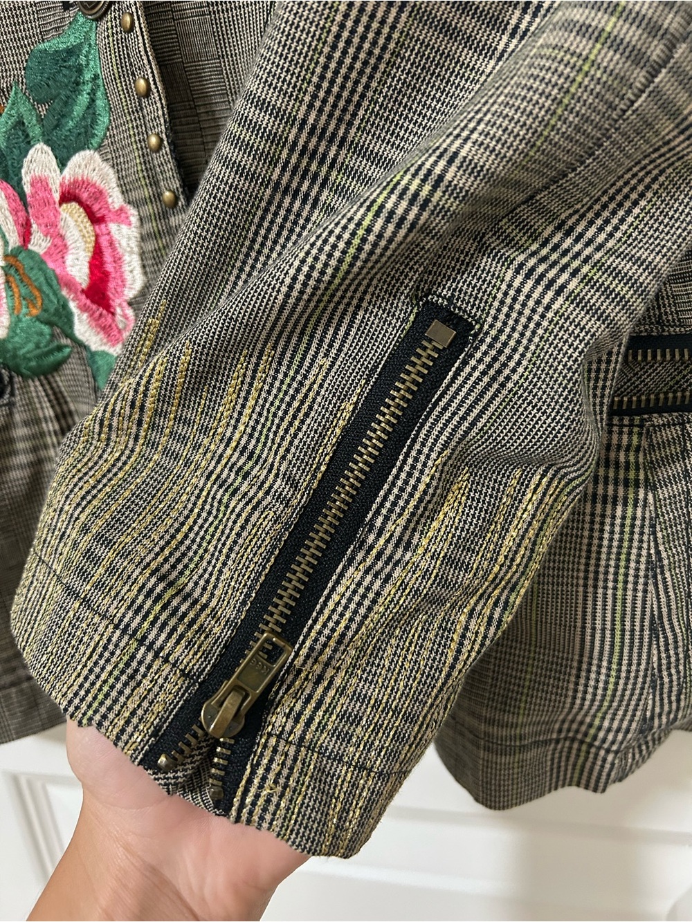 Johnny Was Workshop Plaid Embroidered Blazer - Picture 8 of 14
